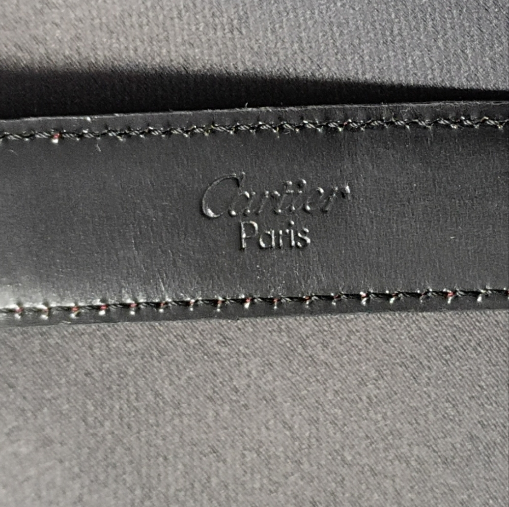 ❤️CARTIER PARIS SILVER BUCKLE WITH BLACK & BURGUNDY REVERSIBLE BELT 31-33.5 - Picture 3 of 9